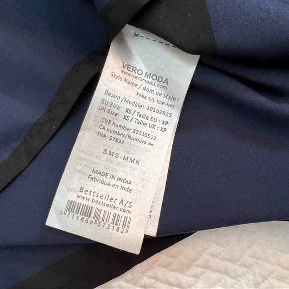 𝅺vero Moda Black/Navy Giant Stripe Tank Top Size XS - Picture 9 of 10